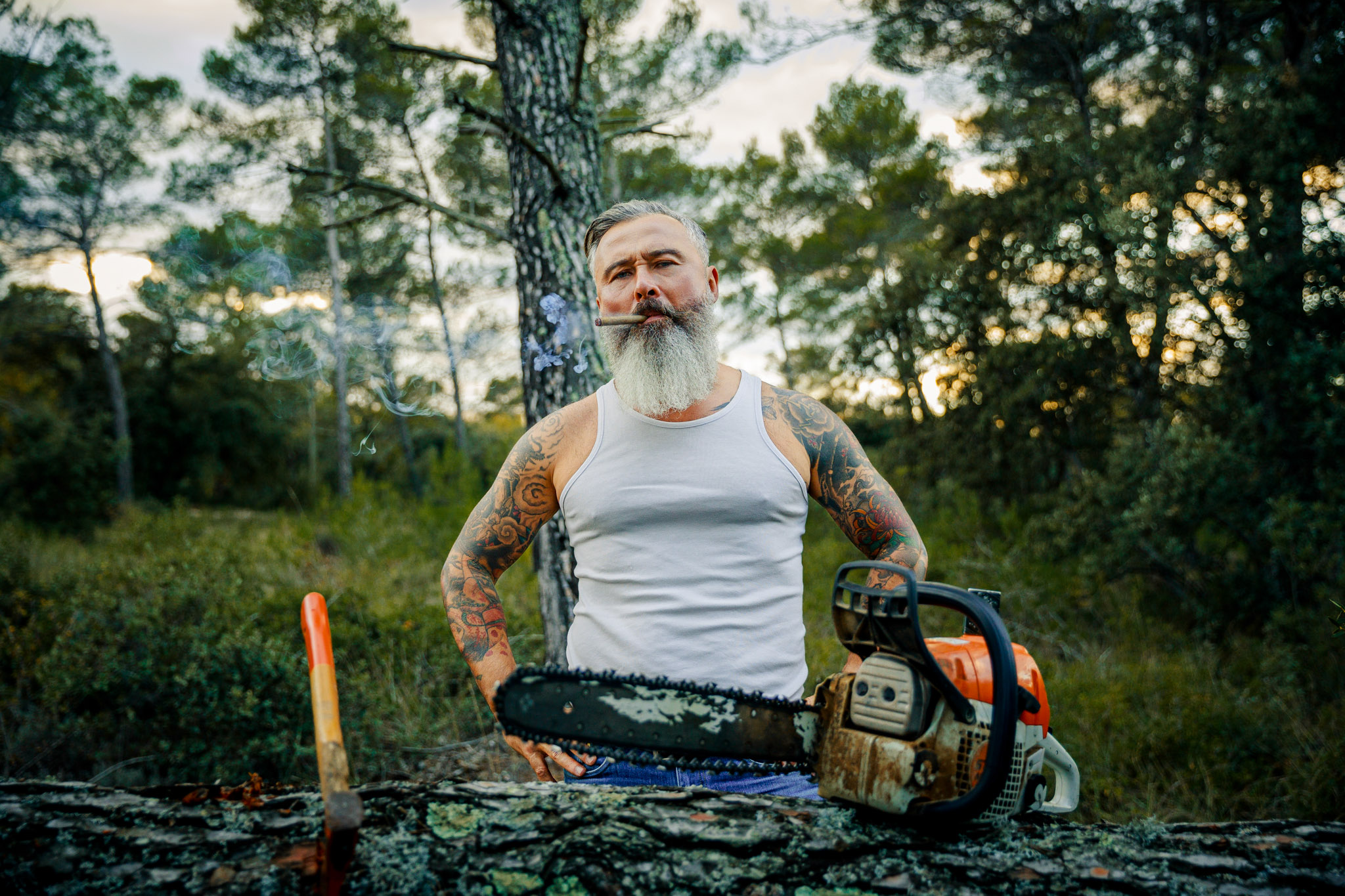 photographe, Marseille, AK production, bûcheron, portrait, publicitaire, Stihl, Patrick